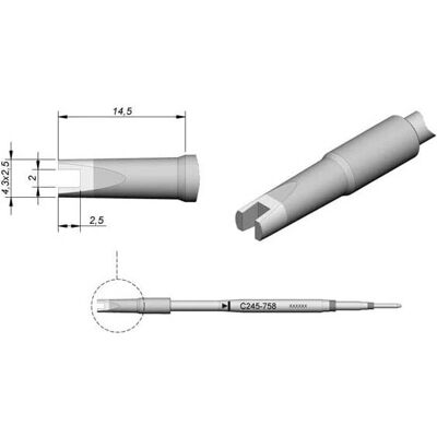 JBC Lötspitze Serie C245 - Hoch Thermal, 4,8 x 1,0 mm, Flachspitze JBC Lötspitze Serie C245 - Hoch Thermal, 4,8 x 1,0 mm, Flachspitze