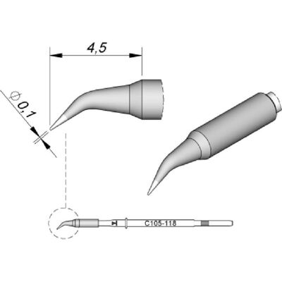 JBC Modell C105118/Ø 0,1 mm Gebogen Lötspitze - Lötgerät Zubehör JBC Modell C105118/Ø 0,1 mm Gebogen Lötspitze - Lötgerät Zubehör