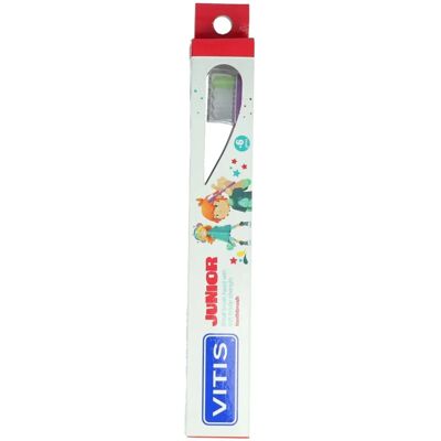 Vitis Junior Tandenborstel - Zachte borstelharen, Assortiment kleuren, Voor kinderen 6+ jaar Vitis Junior Tandenborstel - Zachte borstelharen, Assortiment kleuren, Voor kinderen 6+ jaar