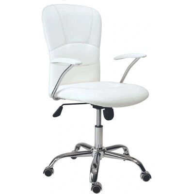 Silla de oficina Miroytengo - Blanco, Ajustable, Giratoria, Cuero sintético Silla de oficina Miroytengo - Blanco, Ajustable, Giratoria, Cuero sintético