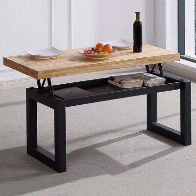 DUEHOME - Mesa de centro - Madera natural, Negro, Blanco - Estilo nórdico/industrial DUEHOME - Mesa de centro - Madera natural, Negro, Blanco - Estilo nórdico/industrial