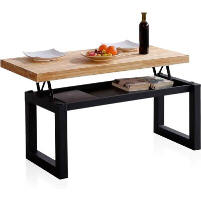 Duehome - Mesa de centro elevable Loft - Roble natural - Negro Duehome - Mesa de centro elevable Loft - Roble natural - Negro