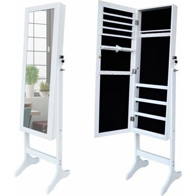 Adec Espejo Joyero - 155 cm - Blanco - Inclinable y con Cerradura Adec Espejo Joyero - 155 cm - Blanco - Inclinable y con Cerradura