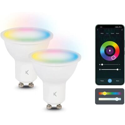 Ksix GU10 LED Bulb - 5.5W, RGB+CCT, Bluetooth & Wi-Fi Ksix GU10 LED Bulb - 5.5W, RGB+CCT, Bluetooth & Wi-Fi