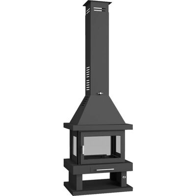 FM Chimenea Central de Metal - 13,5kW - Puerta de Fundición FM Chimenea Central de Metal - 13,5kW - Puerta de Fundición