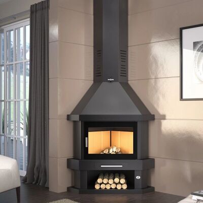 FM Biomasa - C-200-R - Negro - Vidrio - Chimenea FM Biomasa - C-200-R - Negro - Vidrio - Chimenea