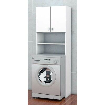 MD BLOCK Mueble Blanco Brillo para Lavadora - 2 Puertas, 180x64x36cm MD BLOCK Mueble Blanco Brillo para Lavadora - 2 Puertas, 180x64x36cm