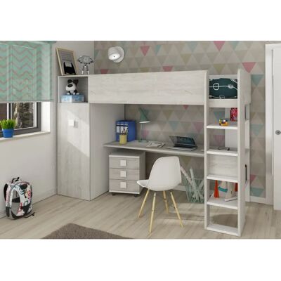 Effezeta Barns loftsäng med skrivbord - Vit, Sliten vit - Möbler till barnrum Effezeta Barns loftsäng med skrivbord - Vit, Sliten vit - Möbler till barnrum