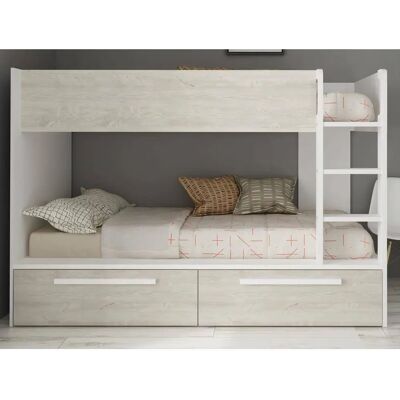 Vente-Unique White and Natural Bunk Bed - Space Saver & Storage Vente-Unique White and Natural Bunk Bed - Space Saver & Storage