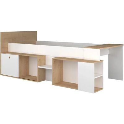 Vente-Unique Paloma Bed with Desk & Storage - Natural & White - Child Vente-Unique Paloma Bed with Desk & Storage - Natural & White - Child