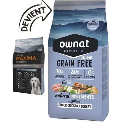 Ownat Prime pour chiens seniors sans céréales poulet & dinde 3kg - Publicité Ownat Prime pour chiens seniors sans céréales poulet & dinde 3kg - Publicité