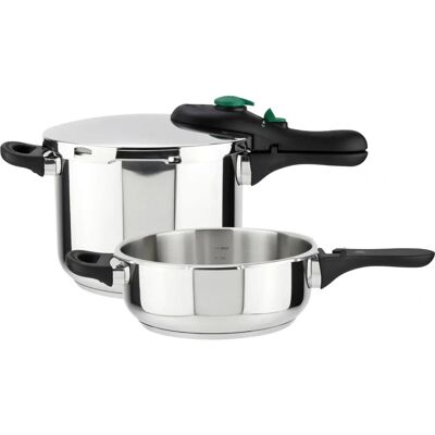 Magefesa Edelstahl Druckkochtopf-Set - Dynamic Duo & Trio - 6L + 3L Magefesa Edelstahl Druckkochtopf-Set - Dynamic Duo & Trio - 6L + 3L