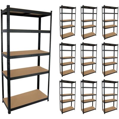 7H seven house - Estanterías modulares - Pack de 10 - Negro/Estructura de acero - 875kg máx. 7H seven house - Estanterías modulares - Pack de 10 - Negro/Estructura de acero - 875kg máx.