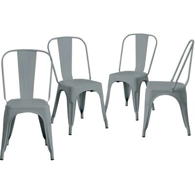 Conjunto 4 Sillas Industriales Strong - Acero Gris Conjunto 4 Sillas Industriales Strong - Acero Gris