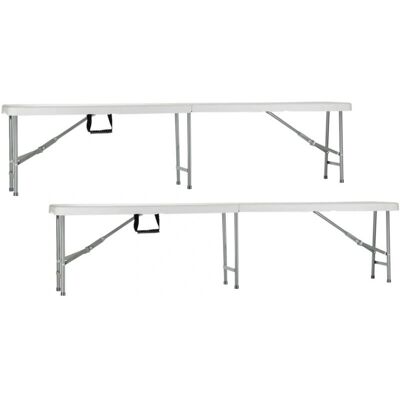 7house - Banco Plegable Blanco para Jardín - 180x30x43cm - Interior y Exterior 7house - Banco Plegable Blanco para Jardín - 180x30x43cm - Interior y Exterior