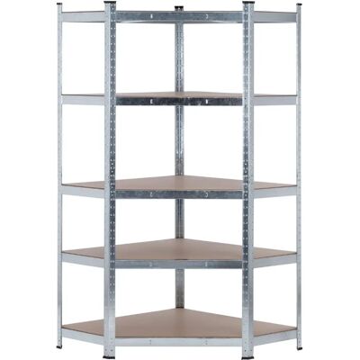 Thinia Home - Estantería Modular Esquinera, Acero y MDF, 5 Baldas Ajustables - Estantería de Almacenamiento Thinia Home - Estantería Modular Esquinera, Acero y MDF, 5 Baldas Ajustables - Estantería de Almacenamiento