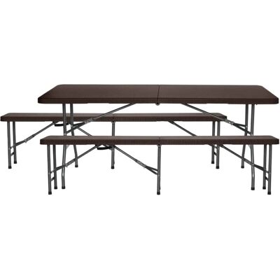 Conjunto de Muebles de Jardín 7H SEVEN HOUSE - Plegable 180cm Resina y Acero Marrón Conjunto de Muebles de Jardín 7H SEVEN HOUSE - Plegable 180cm Resina y Acero Marrón