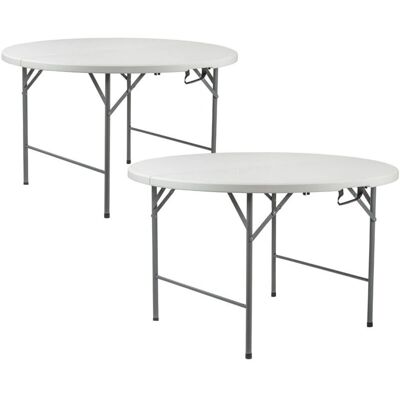 7house Mesas redondas plegables de resina blancas Ø121cm - Pack de 2 7house Mesas redondas plegables de resina blancas Ø121cm - Pack de 2
