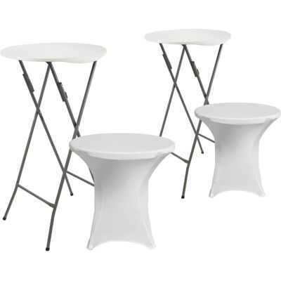 Set de 2 Mesas Redondas Plegables con Fundas 7house - Evento Elegante Set de 2 Mesas Redondas Plegables con Fundas 7house - Evento Elegante