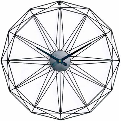 Orologio da Parete Moderno Nero Ø60cm - Silenzioso, Alluminio/Metallo Orologio da Parete Moderno Nero Ø60cm - Silenzioso, Alluminio/Metallo