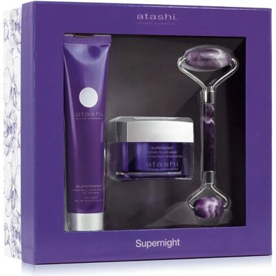 Ensemble Cosmétique Atashi Supernight - 3 Pièces - Maquillage, Masque de Nuit, Rouleau Facial - Publicité Ensemble Cosmétique Atashi Supernight - 3 Pièces - Maquillage, Masque de Nuit, Rouleau Facial - Publicité