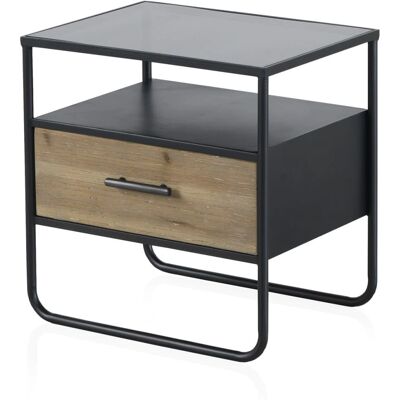 GEESE HOME - Bedside Table - Natural Bois - Noir - Publicité GEESE HOME - Bedside Table - Natural Bois - Noir - Publicité