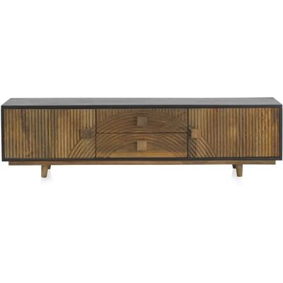 Meuble TV en bois de manguier GEESE HOME - 150x38x40 - Noir/Naturel - Publicité Meuble TV en bois de manguier GEESE HOME - 150x38x40 - Noir/Naturel - Publicité