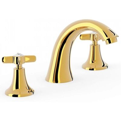 TRES 24210601OR Grifo de Pared de Dos Manijas - Oro 24K TRES 24210601OR Grifo de Pared de Dos Manijas - Oro 24K