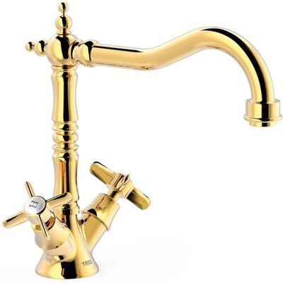 Grifería Tres Grifo Cocina Bimando Oro 24K - Cocina Grifería Tres Grifo Cocina Bimando Oro 24K - Cocina