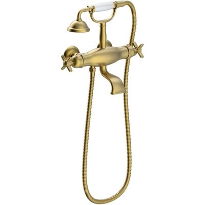 Mezclador de bañera y ducha termostático de Latón Viejo Mate - Tres Mezclador de bañera y ducha termostático de Latón Viejo Mate - Tres