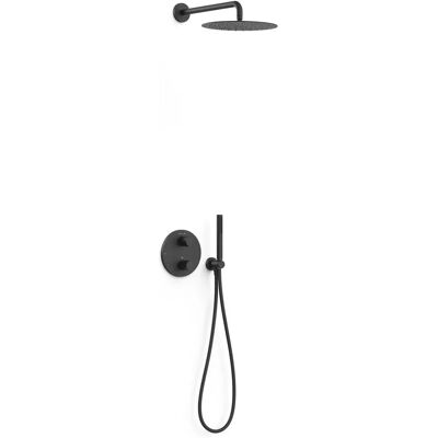 Conjunto de Mezclador Termostático Empotrado de Ducha 2 Vías - Negro Mate Conjunto de Mezclador Termostático Empotrado de Ducha 2 Vías - Negro Mate