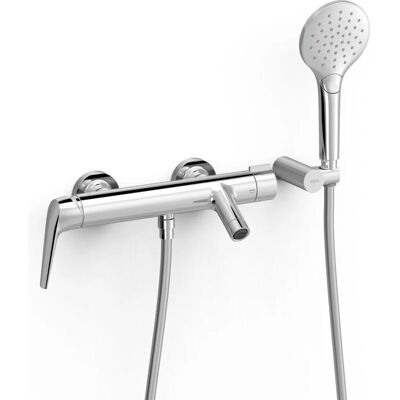 Tres Armaturen Tres Fuji Wandmontierter Badewannenarmatur mit Duschset - Chrom Tres Armaturen Tres Fuji Wandmontierter Badewannenarmatur mit Duschset - Chrom