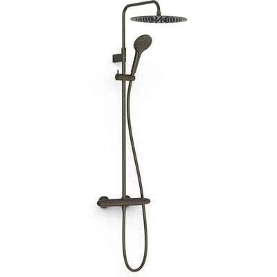 Conjunto de Ducha Termostático sobre la Pared en Bronce Negro - Tres Conjunto de Ducha Termostático sobre la Pared en Bronce Negro - Tres