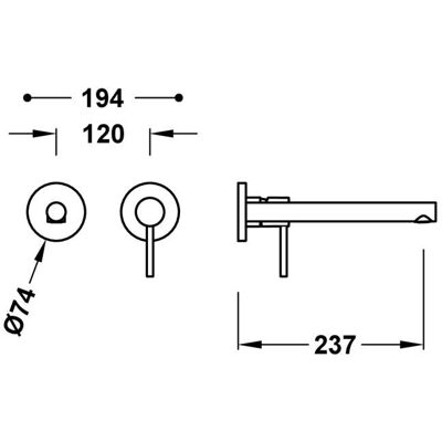 Pieza de grifería Tres Max - Acabado cromo para lavabo empotrado Pieza de grifería Tres Max - Acabado cromo para lavabo empotrado