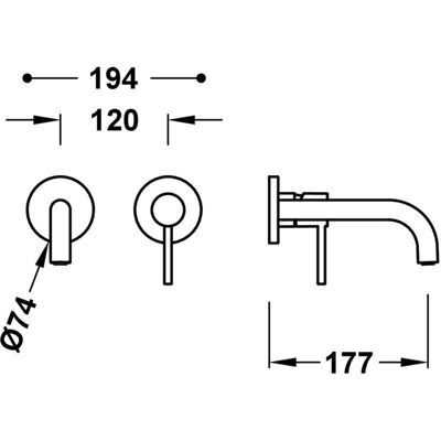 TRES Pieza de Study de Acero para Lavabo - Parte para Cuerpo Empotrado TRES Pieza de Study de Acero para Lavabo - Parte para Cuerpo Empotrado