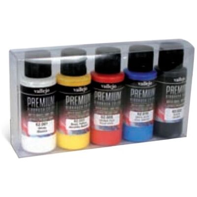 Vallejo 62.101 Acrylic Paint - Black, Blue, Red, White, Yellow - 60ml Set Vallejo 62.101 Acrylic Paint - Black, Blue, Red, White, Yellow - 60ml Set