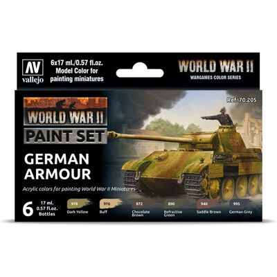 Vallejo 70205 Acrylic Paint Set - WWII German Armor - 17ml Vallejo 70205 Acrylic Paint Set - WWII German Armor - 17ml