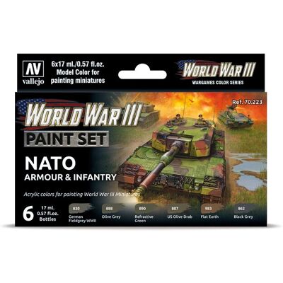 Vallejo Model Color Set - WWIII Nato Armour & Infantry - Acrylic Paint Set Vallejo Model Color Set - WWIII Nato Armour & Infantry - Acrylic Paint Set
