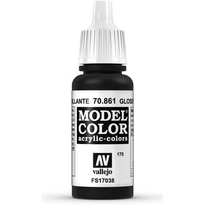 Vallejo Cor Modelo 17ml - Preto Brilhante - Tinta acrílica Vallejo Cor Modelo 17ml - Preto Brilhante - Tinta acrílica