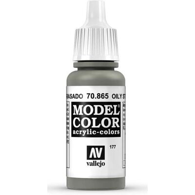 Tinta acrílica Vallejo Model Color Cinza 17ml - OILY STEEL - Para modelos Tinta acrílica Vallejo Model Color Cinza 17ml - OILY STEEL - Para modelos