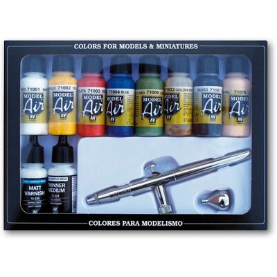 Vallejo Model Air Prata - Conjunto de Tintas - Aerógrafo & Cores Básicas Vallejo Model Air Prata - Conjunto de Tintas - Aerógrafo & Cores Básicas