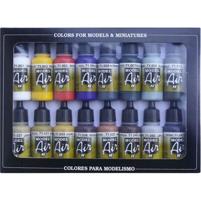 Set Vallejo Model Air - Couleurs de Base - Peintures Acryliques - Publicité Set Vallejo Model Air - Couleurs de Base - Peintures Acryliques - Publicité