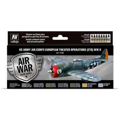 Conjunto de Tintas Acrílicas Vallejo 71.182 - Cores do Exército dos EUA WWII Conjunto de Tintas Acrílicas Vallejo 71.182 - Cores do Exército dos EUA WWII