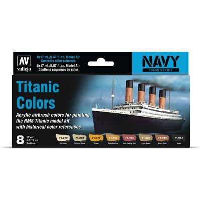 Vallejo 71.646 Acrylic Paint Set - Titanic Colors - Model Air - Navy Vallejo 71.646 Acrylic Paint Set - Titanic Colors - Model Air - Navy