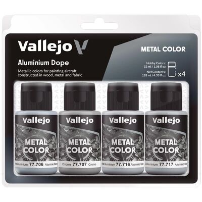 Set de 4 peintures acryliques Vallejo Metal Colour - Aluminium Set de 4 peintures acryliques Vallejo Metal Colour - Aluminium