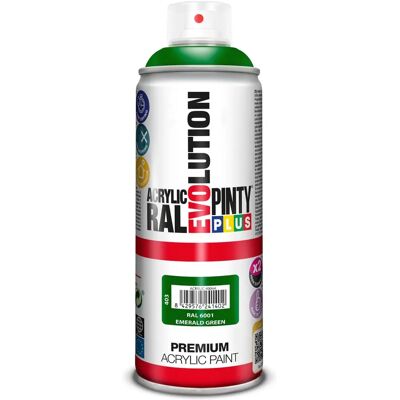 Peinture en spray Pintyplus Evolution RAL 6001 - 400ml - Vert Émeraude - Publicité Peinture en spray Pintyplus Evolution RAL 6001 - 400ml - Vert Émeraude - Publicité