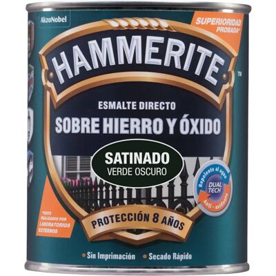 Pintura esmalte satinada verde oscuro Hammerite - Acabado metálico interior/exterior Pintura esmalte satinada verde oscuro Hammerite - Acabado metálico interior/exterior