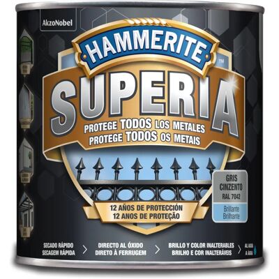 Hammerite - Superia Esmalte antioxidante al agua Brillante Gris 2,5 L - Paint Hammerite - Superia Esmalte antioxidante al agua Brillante Gris 2,5 L - Paint