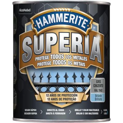 Pintura Gris Superia de Hammerite - Esmalte Anticorrosivo a Base de Agua - Resistente a UV y Clima Pintura Gris Superia de Hammerite - Esmalte Anticorrosivo a Base de Agua - Resistente a UV y Clima