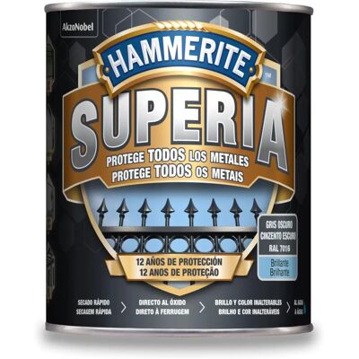 Hammerite Superia - Esmalte antioxidante gris oscuro, 750 ml Hammerite Superia - Esmalte antioxidante gris oscuro, 750 ml